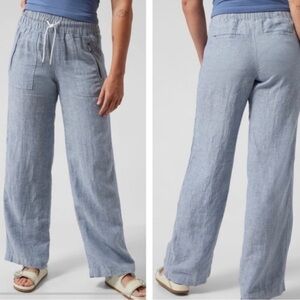 Athleta Sky Blue Linen Wide Leg Pants